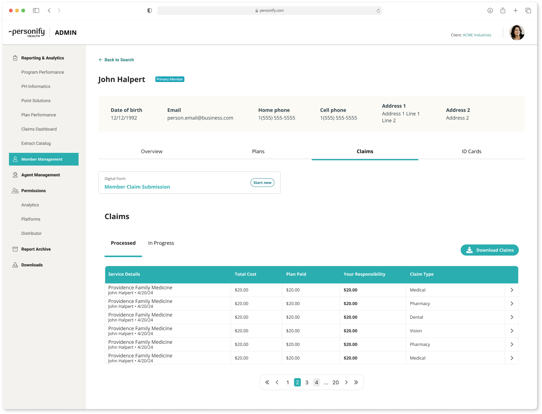 Member record view