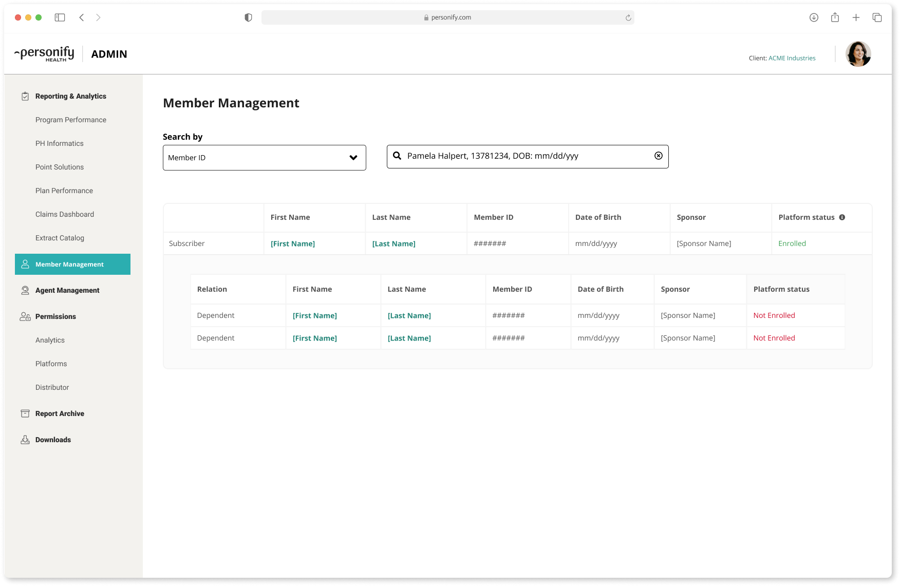 Consolidated member search